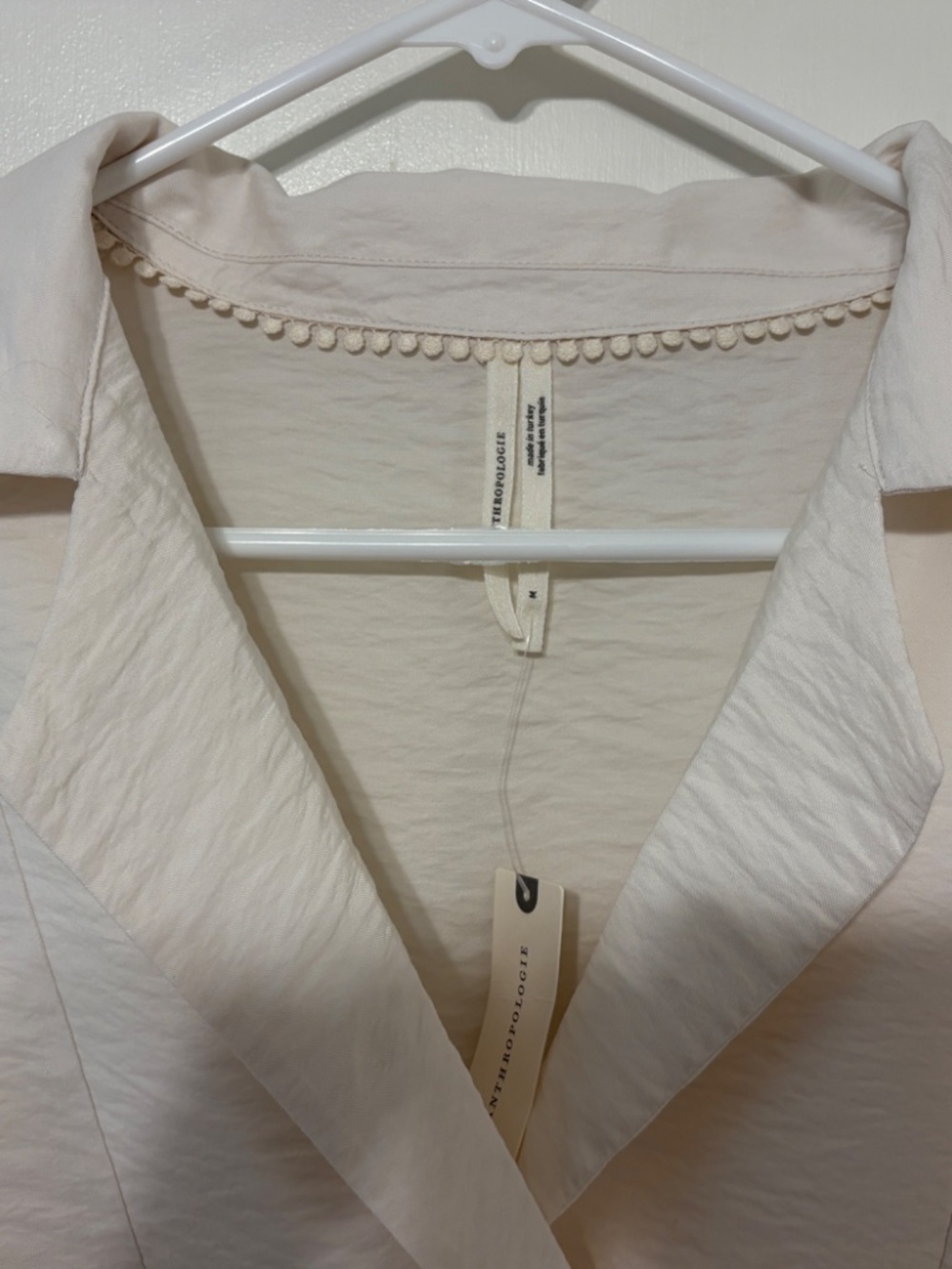 Anthropologie Women's S/S Oversized High-Low V-Neck Shirt Top Blouse M Cream NWT - Picture 3 of 10
